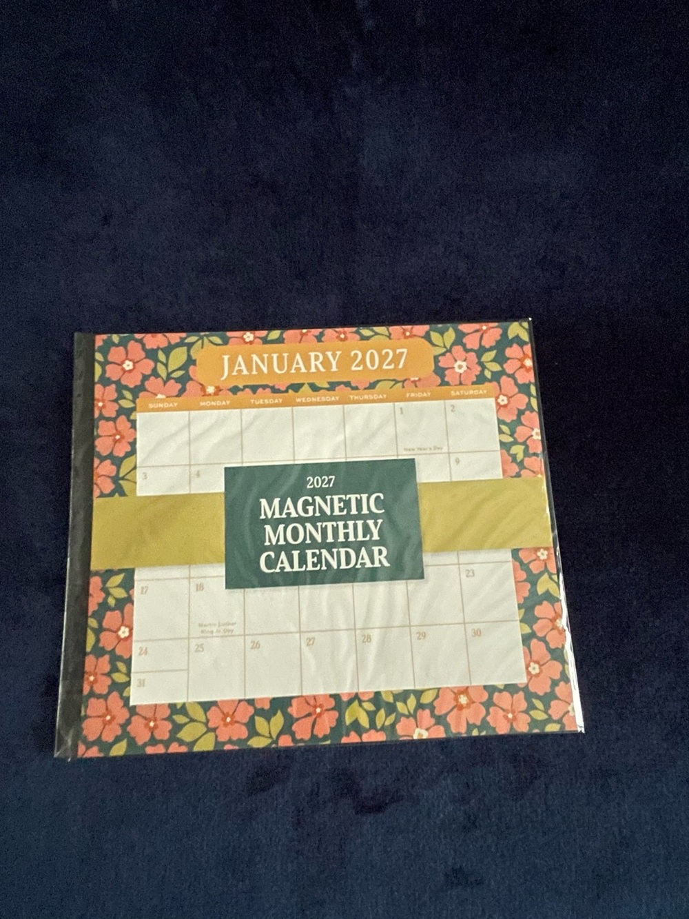 2027 Magnetic Monthly Calendar - Floral Orange/Green